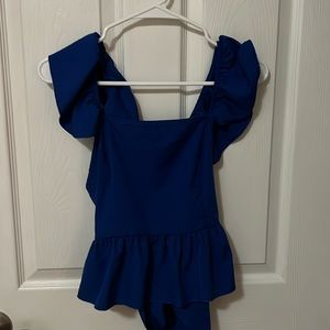 Ruffle blue top Size M